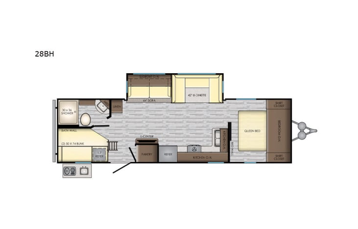 Representative floor plan provided by a trusted RVshare partner.