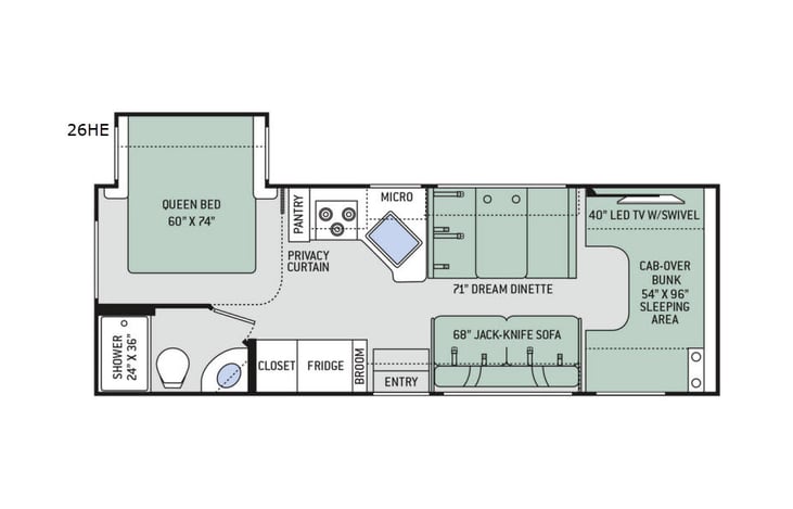 Representative floor plan provided by a trusted RVshare partner.