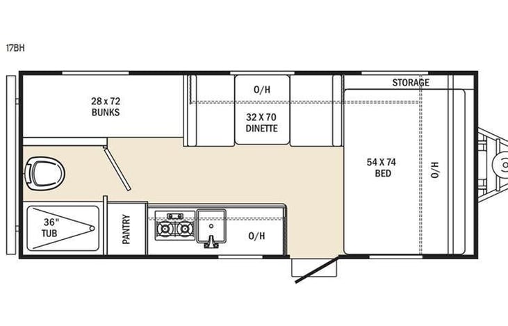 Representative floor plan provided by a trusted RVshare partner.