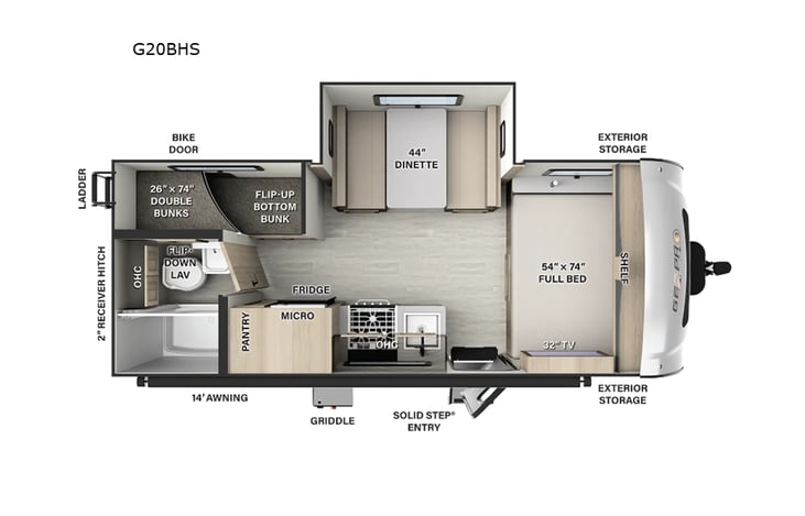 Representative floor plan provided by a trusted RVshare partner.