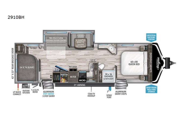 Representative floor plan provided by a trusted RVshare partner.
