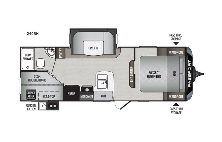 Representative floor plan provided by a trusted RVshare partner.