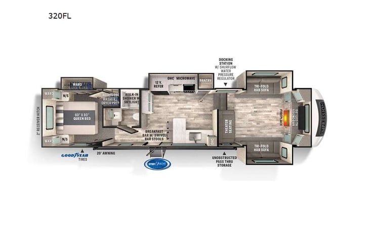 Representative floor plan provided by a trusted RVshare partner.