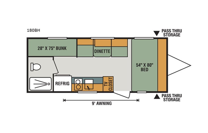 Representative floor plan provided by a trusted RVshare partner.