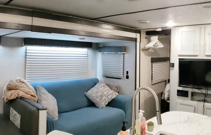 This 70" couch converts into a full size bed