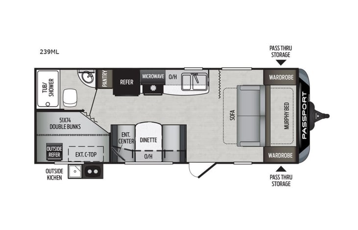 Representative floor plan provided by a trusted RVshare partner.