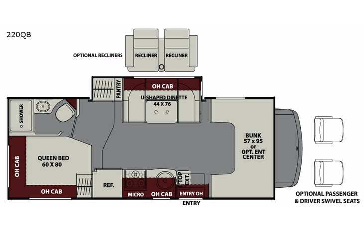 Representative floor plan provided by a trusted RVshare partner.