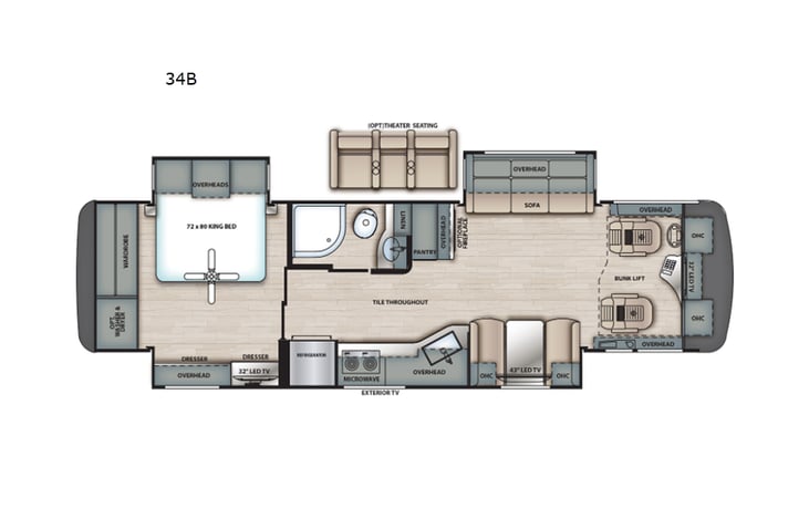 Representative floor plan provided by a trusted RVshare partner.