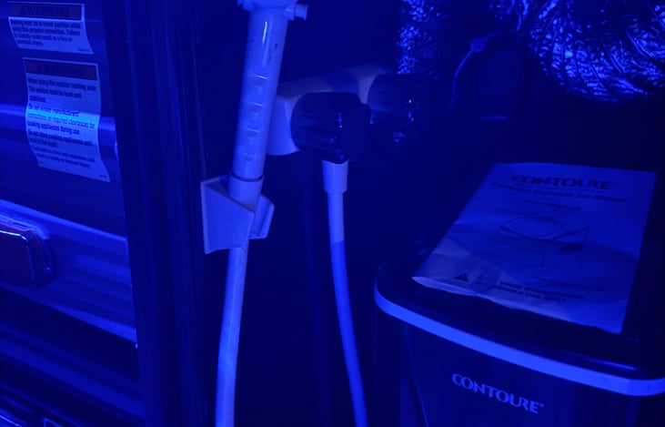 Outdoor shower and wash down station.