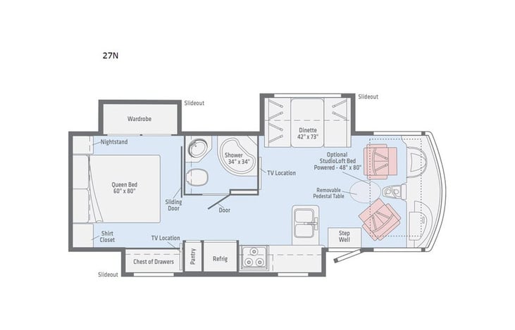 Representative floor plan provided by a trusted RVshare partner.