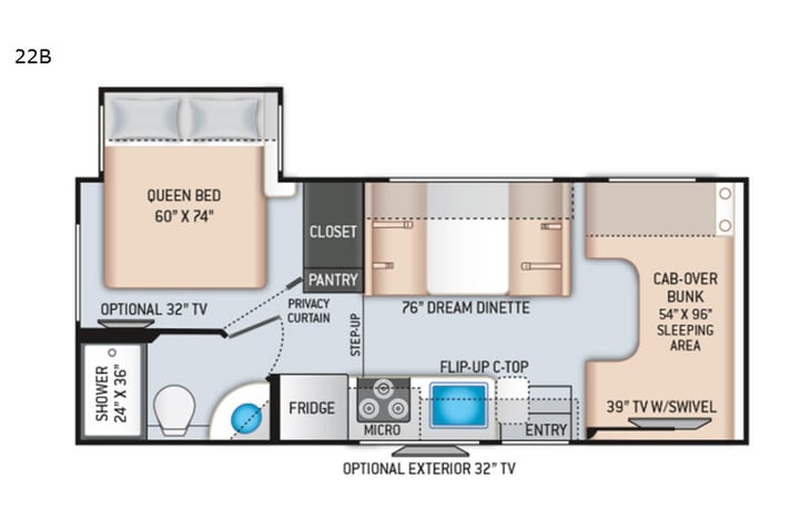 Representative floor plan provided by a trusted RVshare partner.
