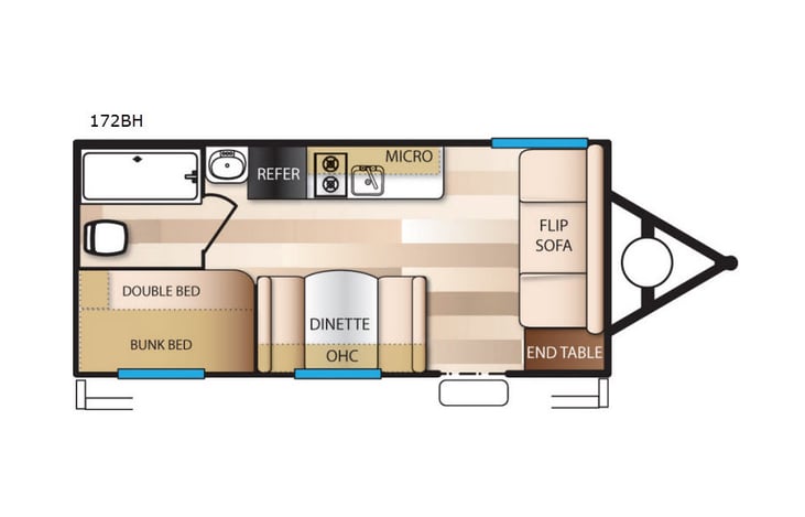 Representative floor plan provided by a trusted RVshare partner.
