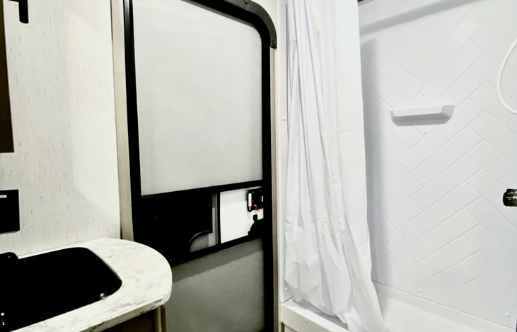 Bathroom with separate entrance.