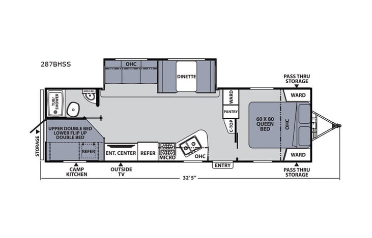 Representative floor plan provided by a trusted RVshare partner.