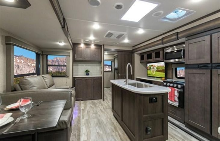 Living Room with skylight