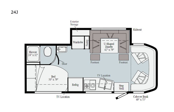 Representative floor plan provided by a trusted RVshare partner.