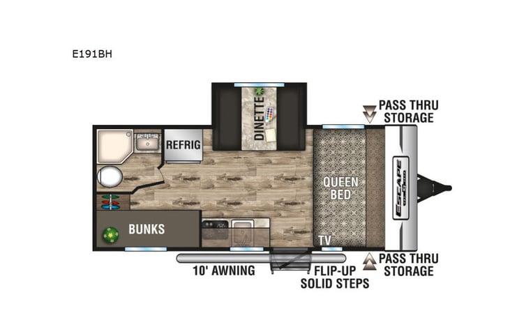Representative floor plan provided by a trusted RVshare partner.