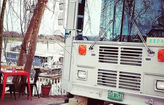 Cozy school bus on the river,  pet friendly,