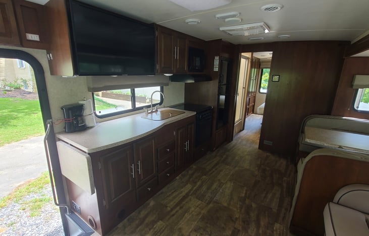 Living area and kitchen