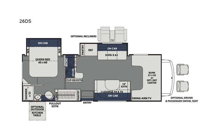 Representative floor plan provided by a trusted RVshare partner.