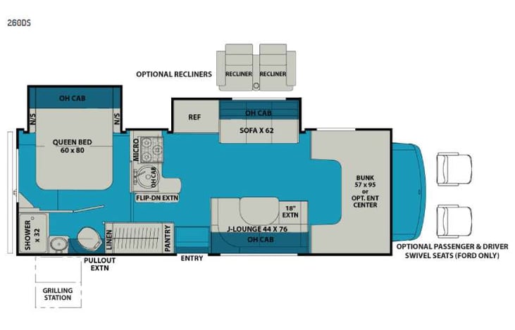 Representative floor plan provided by a trusted RVshare partner.