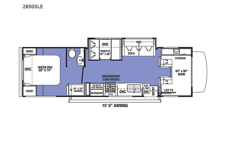Representative floor plan provided by a trusted RVshare partner.
