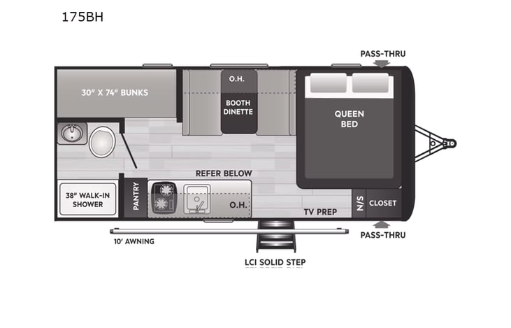 Representative floor plan provided by a trusted RVshare partner.