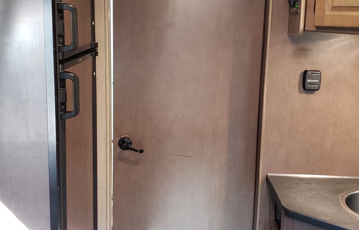 Separator for bedroom and bathroom door.