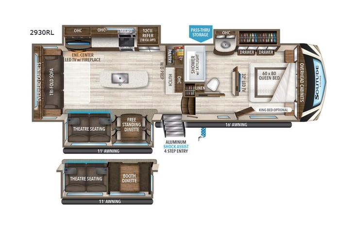 Representative floor plan provided by a trusted RVshare partner.
