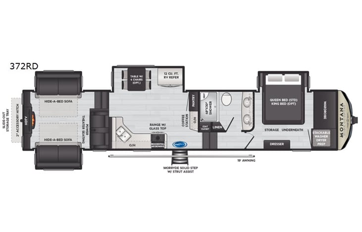 Representative floor plan provided by a trusted RVshare partner.