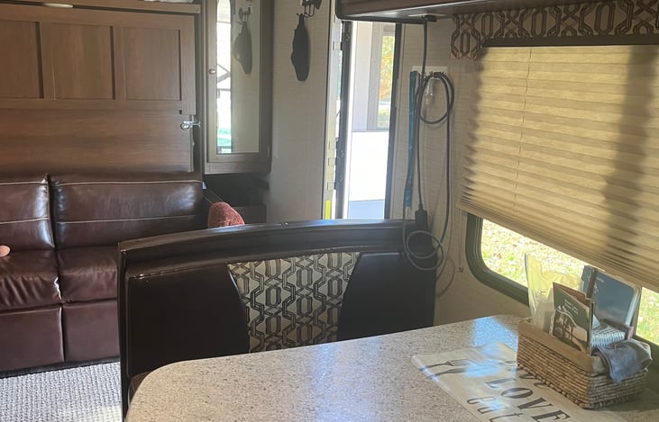 Cozy seating area for meals and board games