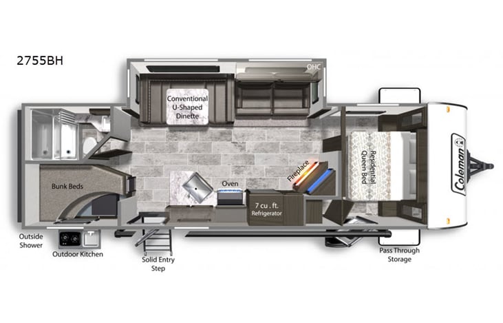 Representative floor plan provided by a trusted RVshare partner.
