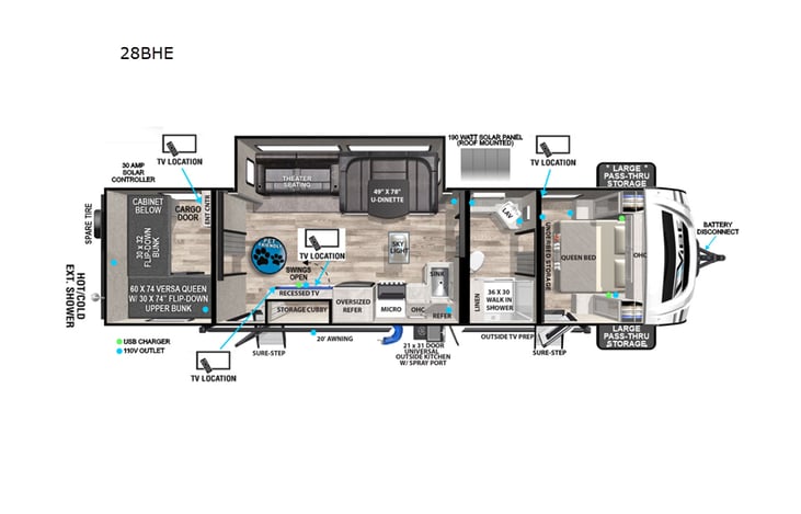 Representative floor plan provided by a trusted RVshare partner.