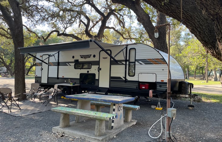 Set up for a renter at Riverbend Park in Leakey TX.
