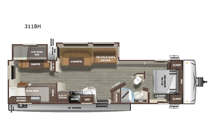 Representative floor plan provided by a trusted RVshare partner.