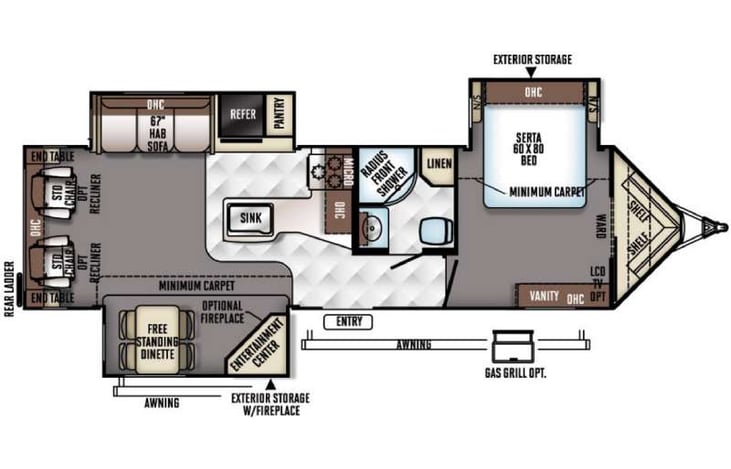 Representative floor plan provided by a trusted RVshare partner.