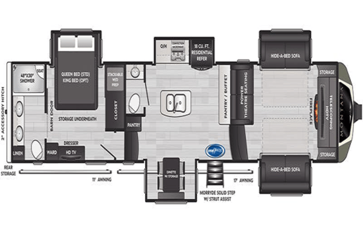 2021 Montana 3761FL (Front living) Floorplan.