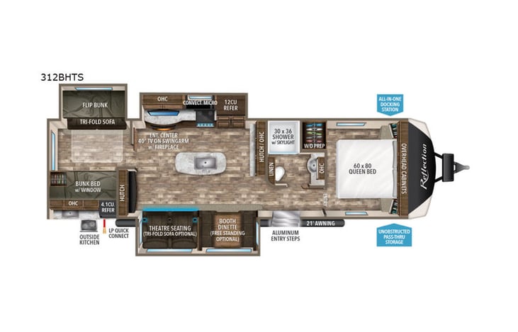 Representative floor plan provided by a trusted RVshare partner.