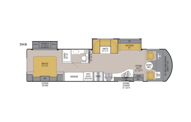 Representative floor plan provided by a trusted RVshare partner.
