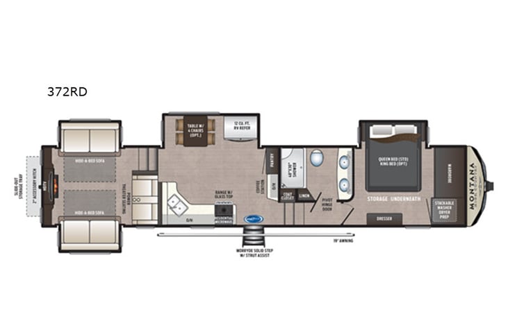 Representative floor plan provided by a trusted RVshare partner.
