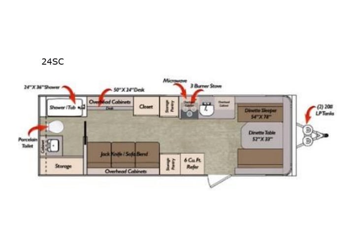 Representative floor plan provided by a trusted RVshare partner.