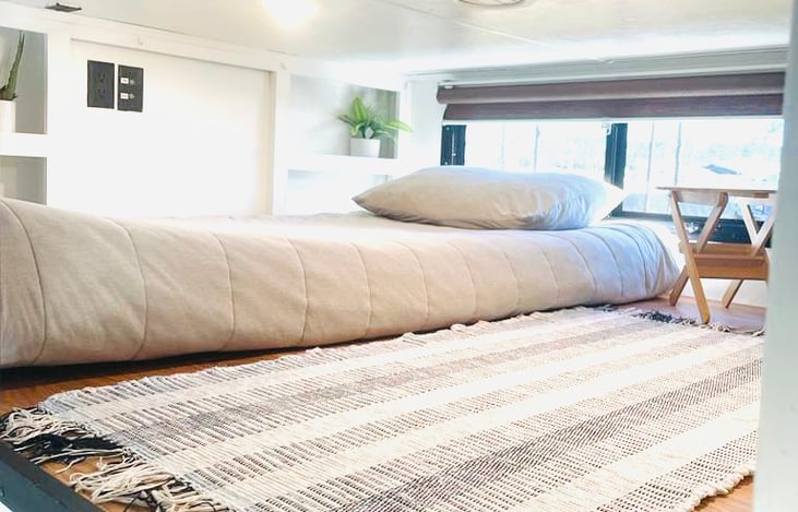 Mezzanine Sleeping Area. Loft Bed. Upgraded Memory Foam Mattress.