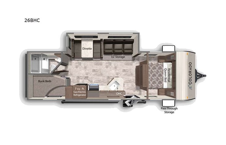 Representative floor plan provided by a trusted RVshare partner.