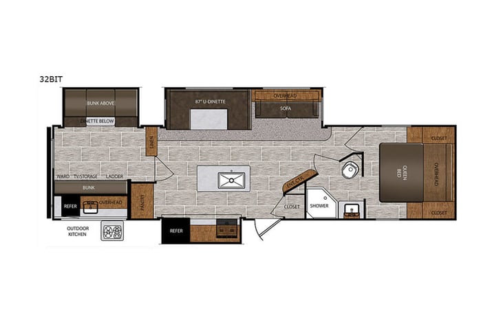 Representative floor plan provided by a trusted RVshare partner.