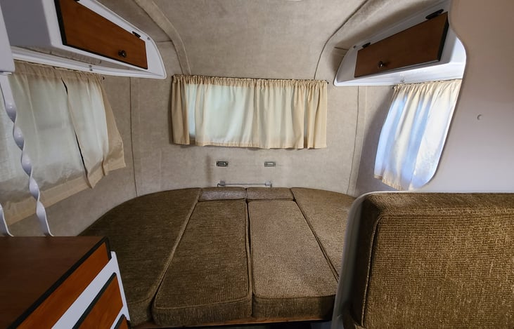 Rear of trailer set for sleeping
