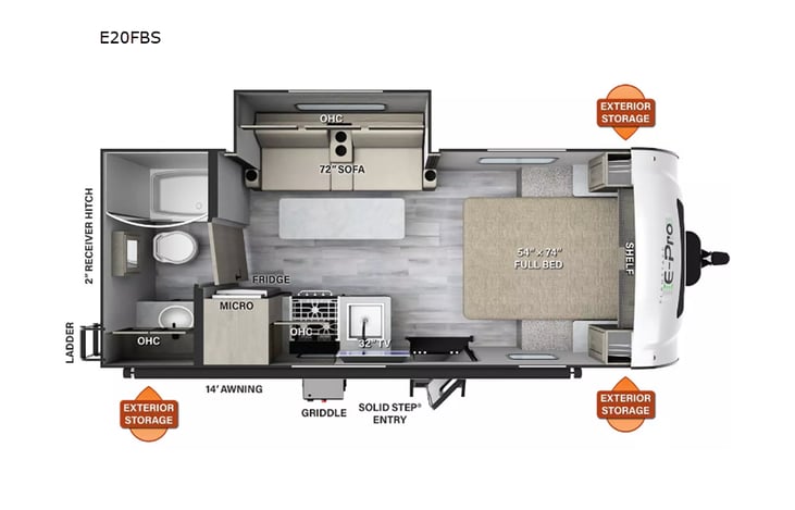 Representative floor plan provided by a trusted RVshare partner.