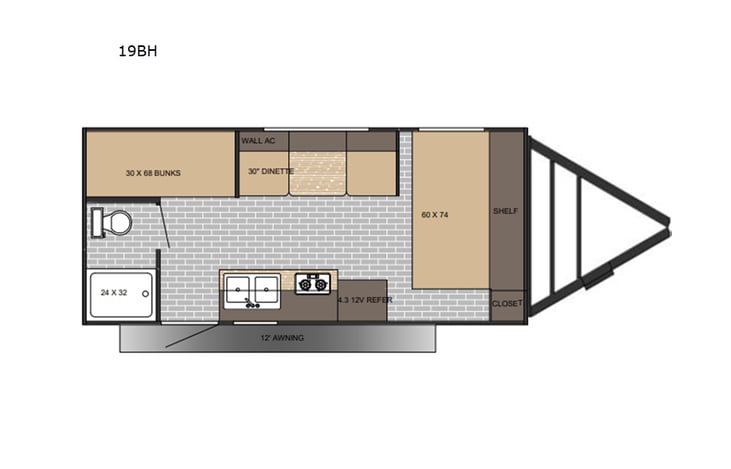 Representative floor plan provided by a trusted RVshare partner.