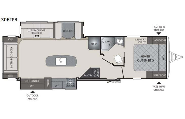 Representative floor plan provided by a trusted RVshare partner.