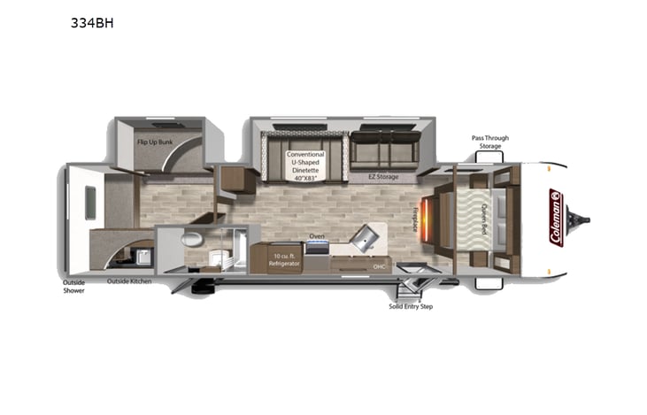 Representative floor plan provided by a trusted RVshare partner.