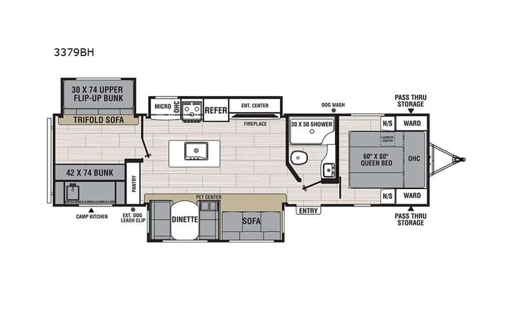 Representative floor plan provided by a trusted RVshare partner.
